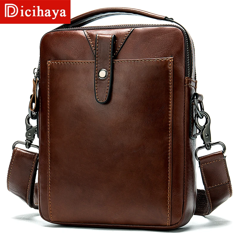 

DICIHAYA Fashion Men Genuine Leather Men Shoulder Bag Solid Wallet Crossbody Bags For Male Messenger Bag Vertical Section