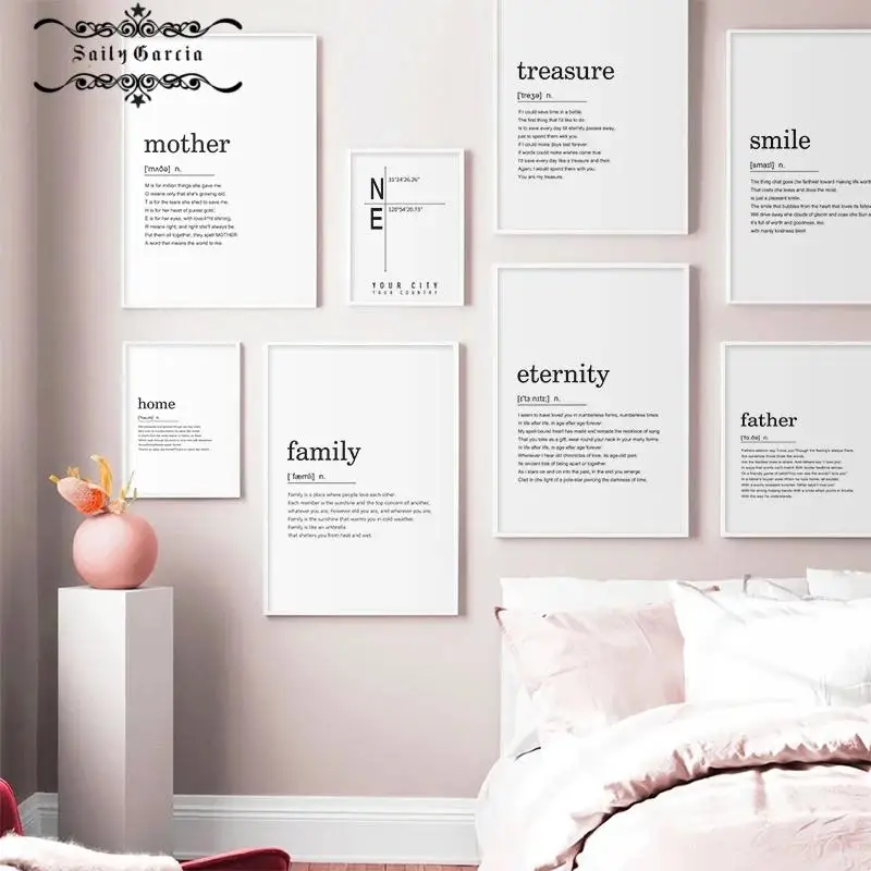 

Home Family Smile Definition Quotes Nordic Posters and Prints Wall Art Canvas Painting Wall Pictures for Living Room Decor