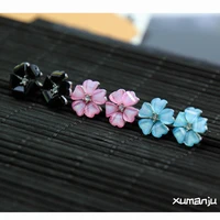 earrings sweet color five petal earrings flower inlaid diamond flower earrings fashion temperament earrings jewelry wholesale
