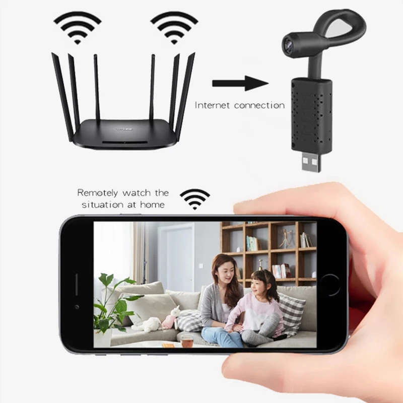 1080P Мини USB камера наблюдения с сотового телефона Удаленный просмотр портативный