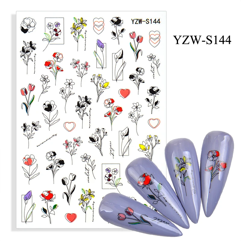 

43 Styles Flower Leaves Water Decasl Stickers Floral Geometric Lines Transfer Water Sliders For Nails Manicures Decoration