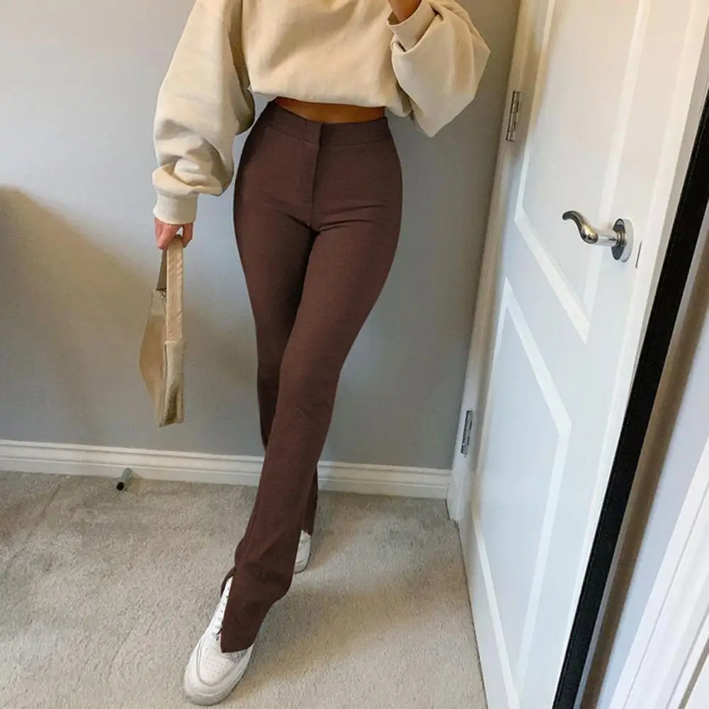 

Split Trendy Leisure Lady Pants Stretch Autumn Trousers All Match for Shopping