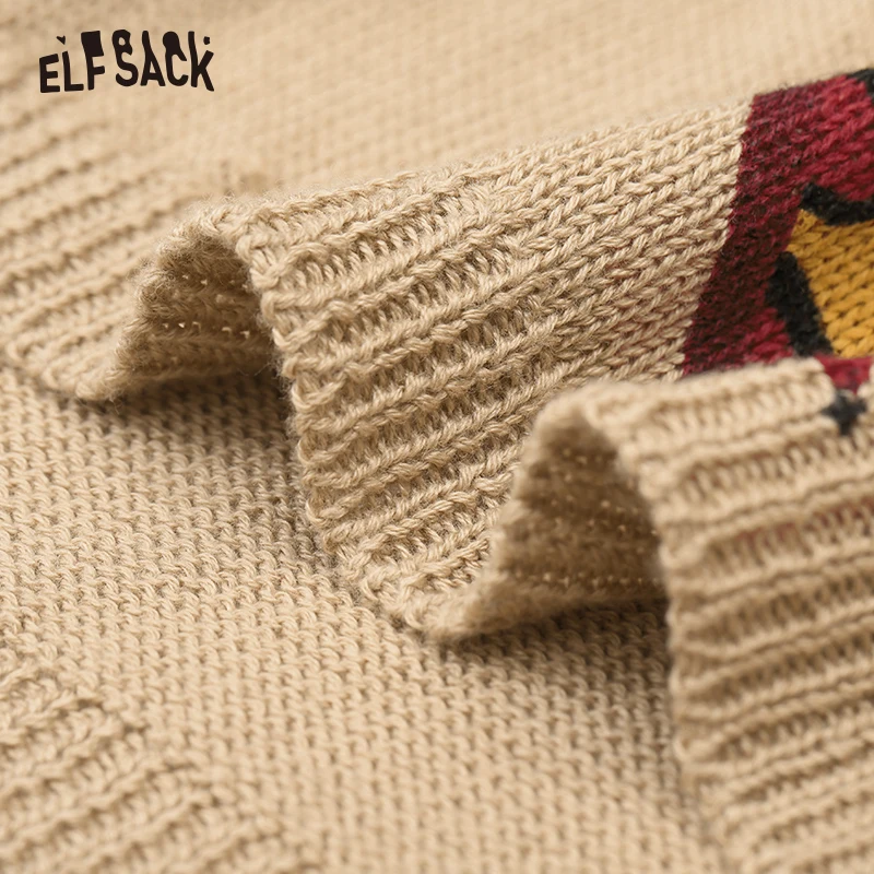 ELFSACK женские свитера с мультяшным принтом, осень, круглый вырез, повседневный уличный сверхразмерный Женский вязаный Топ, корейские пуловеры в стиле панк