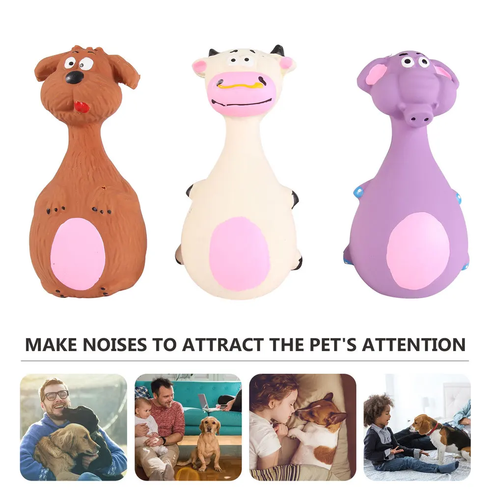 

3pcs Pet Squeaky Cartoon Bite-resistant Molar Latex Interactive Chew
