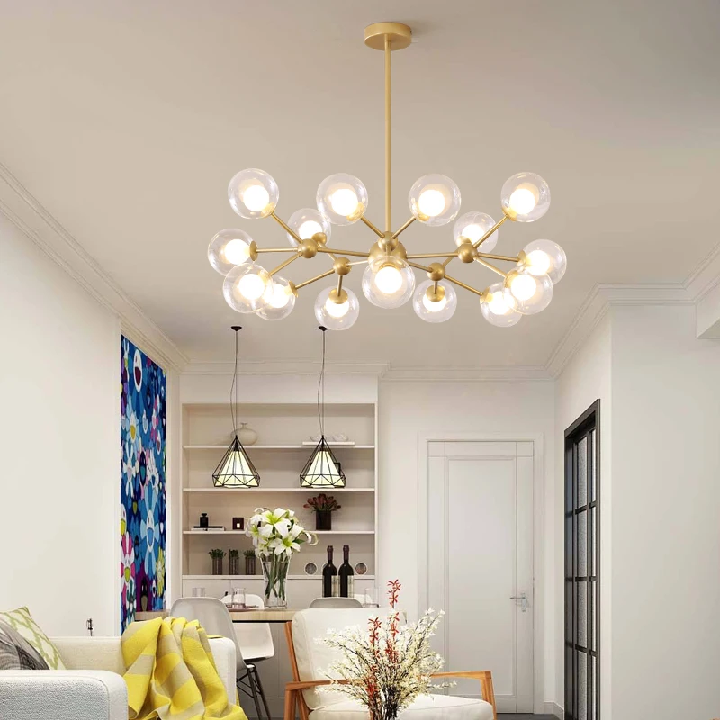Magic Bean glass balls chandelier Molecule lamp Black Rose Gold Color Mid Century Home Decor Suspension pendant lamps Fixtures | Освещение