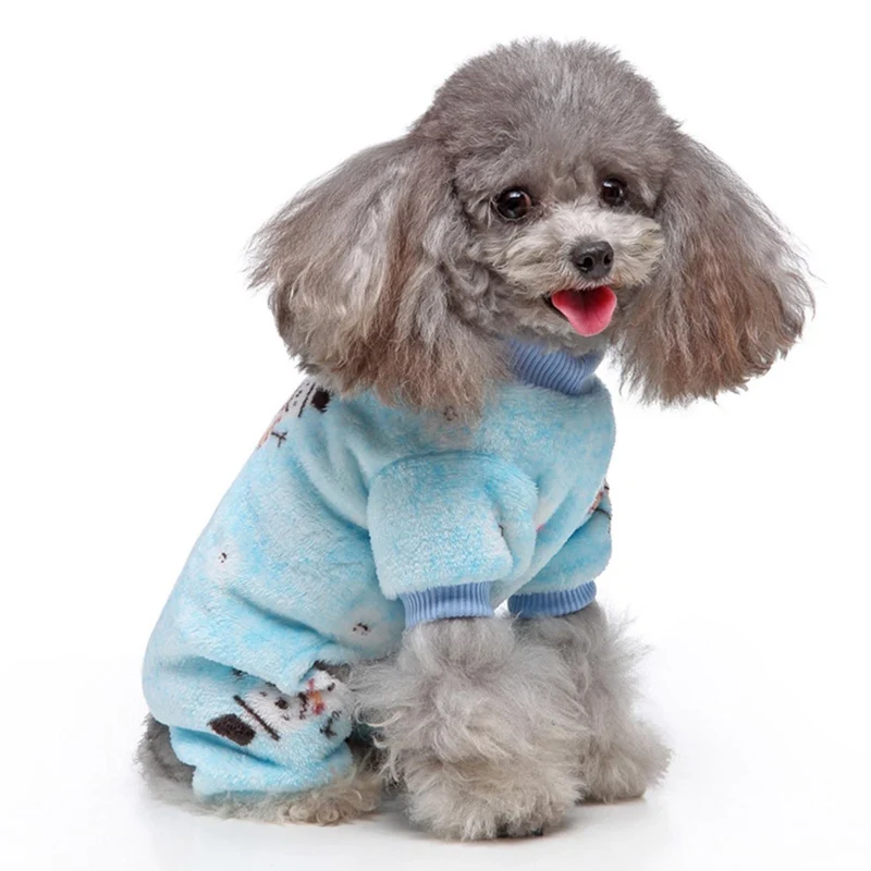 

Christmas Cat Dog Pajamas Clothes For Autumn Winter Snowman Pattern Soft Fleece Small Dog Pet Clothes Puppy Apparel Jumpsuit