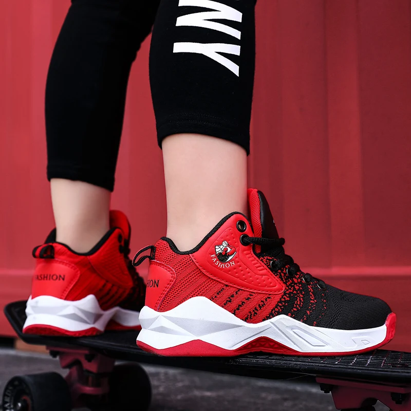 

High-top Breathable Basketball Shoes Cushioning Sports Shoes Kids Boys Sneakers Basketball Shoes Teenager Training Boots
