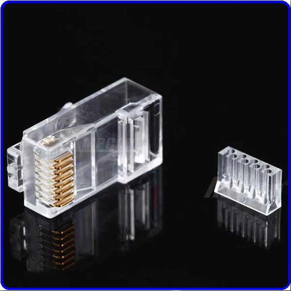 

Hot 50pcs 1.03mm Hole Diameter RJ45 shielded connector cat5e Cat6 network rj45 Connector Plugs