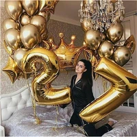 12inch metal gold confetti balloon for adult kids birthday party decor 40inch gold number helium balloon wedding crown balloon