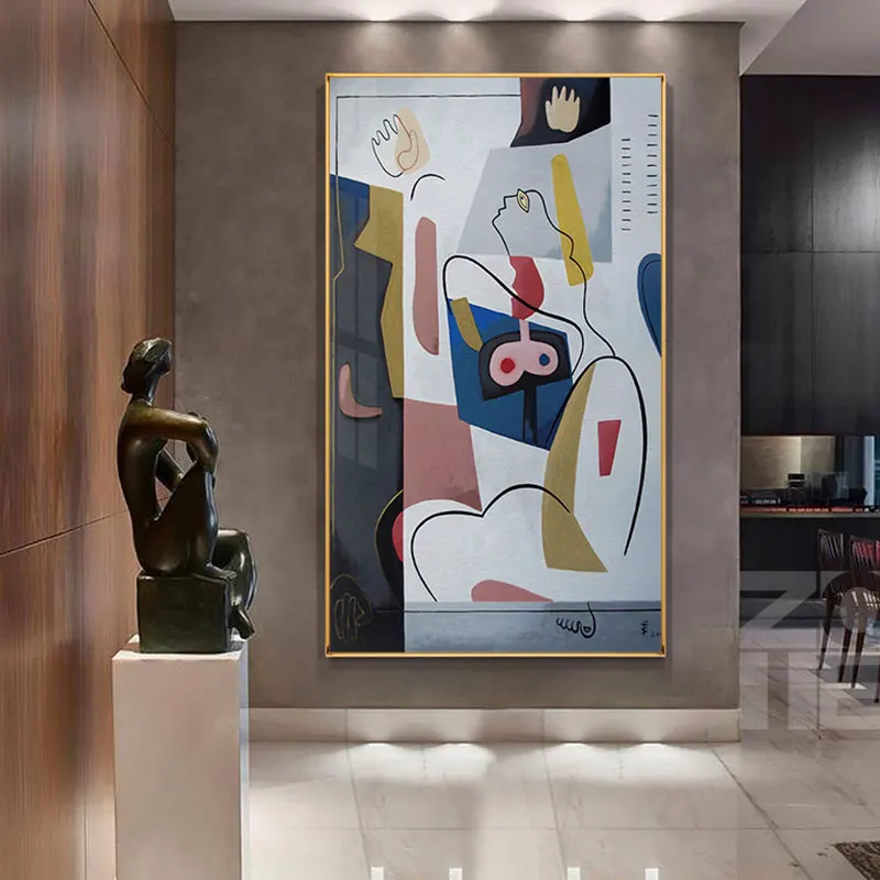 Современная Настенная картина с изображением лица картины на холсте абстрактная