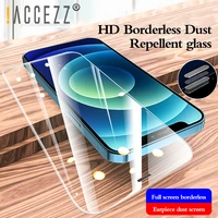accezz dust proof full cover tempered glass for iphone 12 pro max mini screen protector protective glass film with dust filter