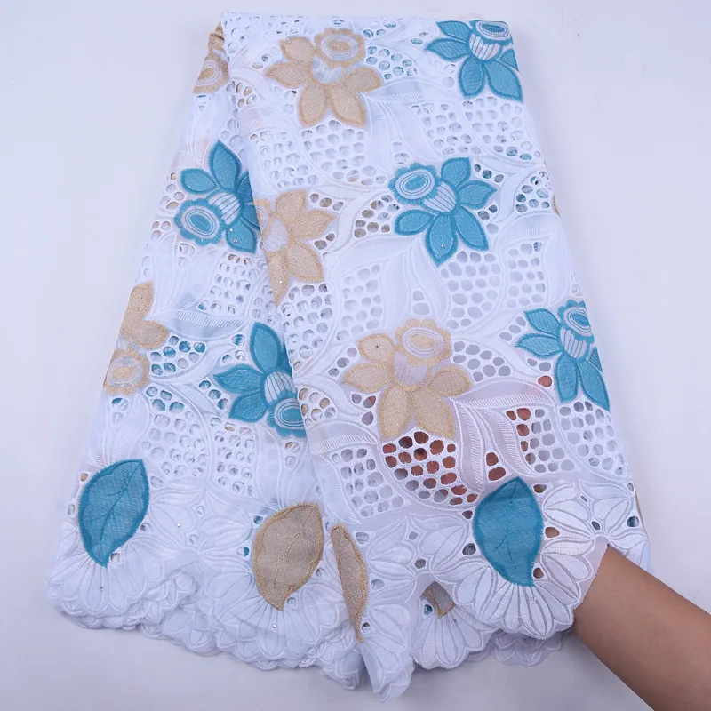 Latest 100% Cotton Lace fabric African 2020 Swiss Voile in Switzerland with Stone Tissus Dentelle High Quality 5Yards | Дом и сад