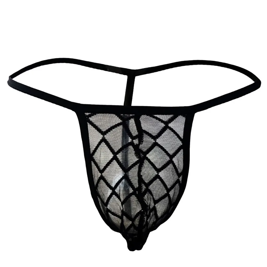 

Men Sexy G-string Thongs Mesh Hot Erotic Perspective Breathable Underwear Soft Low Waist Briefs Porno Male Lattice Panties