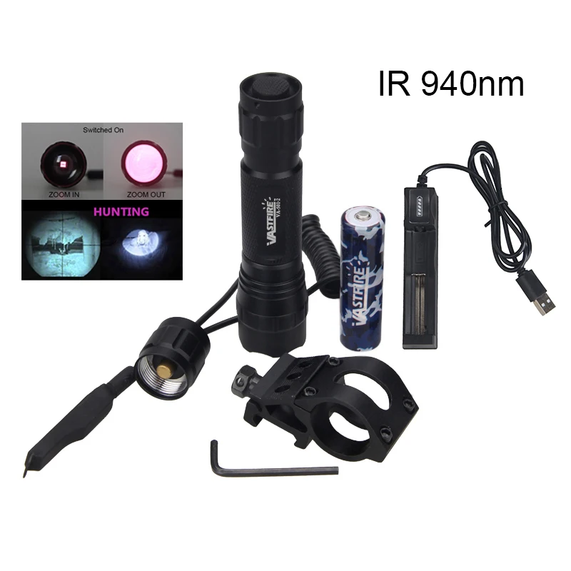 Инфракрасный фонарь 940NM светильник для охоты с ночным видением и регулируемым
