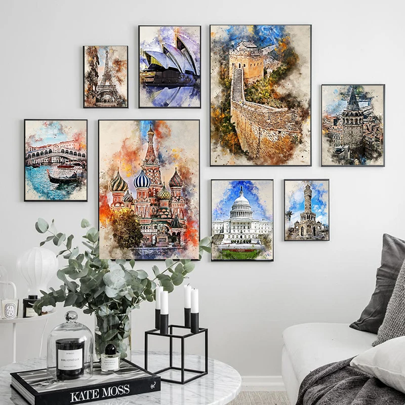 

Famous City Architecture Landscape Canvas Painting Wall Art Decoration Cuadros Posters and Prints Home Decoration Pictures