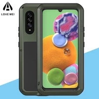love mei powerful phone case for samsung galaxy a90 5g heavy protective shock dirt proof water metal armor cover for a90 5g case