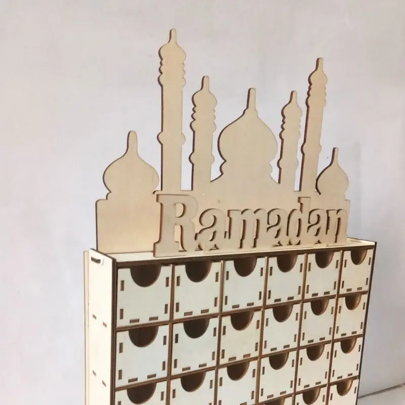 

Wooden MDF Drawer Eid Ramadan Mubarak Advent Calendar Muslim Islamic Decorations Ornament Party Supplies