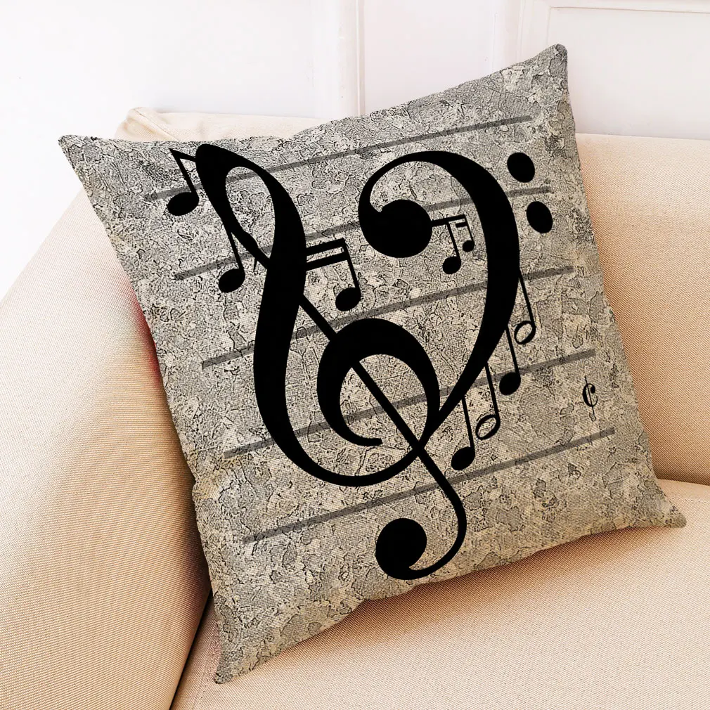 Наволочка для подушки в винтажном стиле с музыкой декоративная подушка Hoga funda