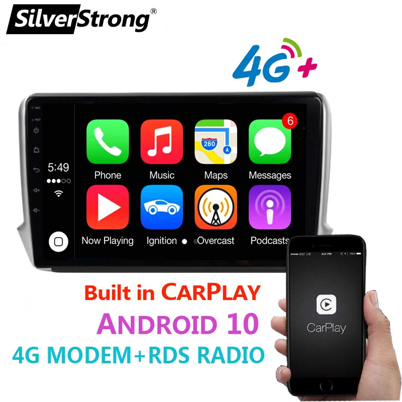 RDS RADIO,CARPLAY,GPS ANDROID,for peugeot 2008 208 2014-2016,Multimedia SilverStrong DSP,Bluetooth,4G MODEM