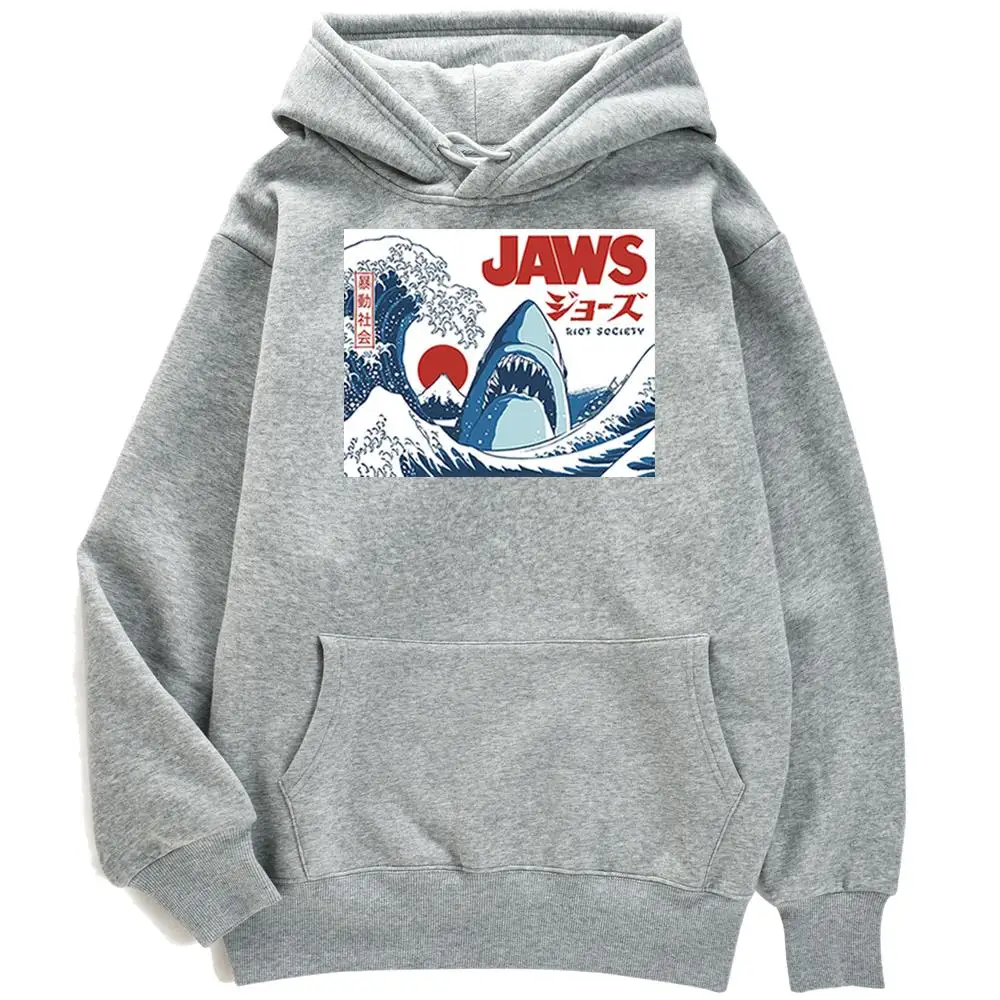 Свитшот мужской с круглым вырезом и принтом Акула|Мужские толстовки свитшоты| |