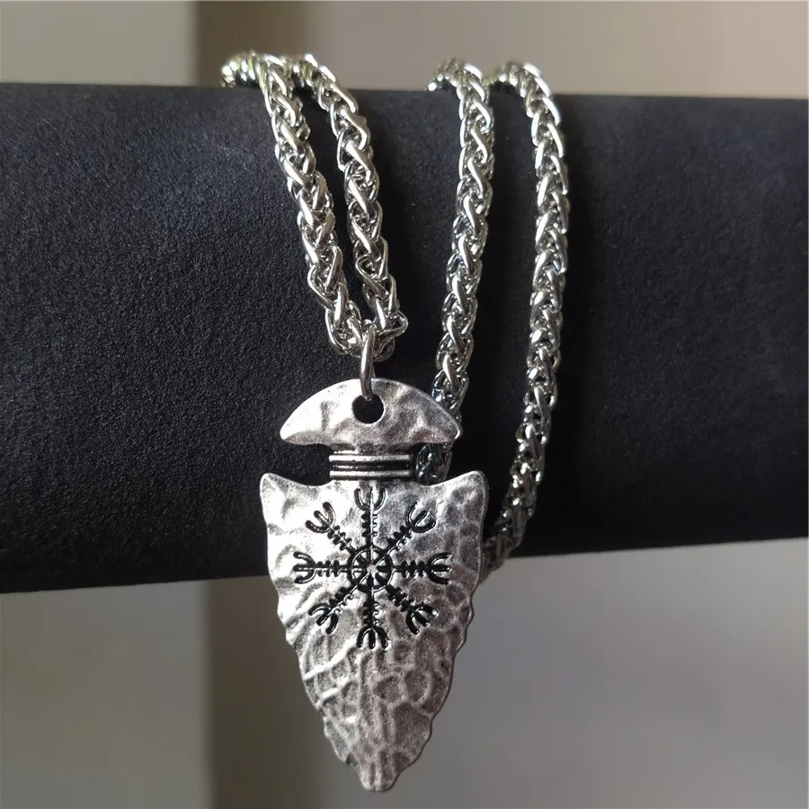 Винтажный скандинавский Викинг 316L шлем из нержавеющей стали Awe \ Vegvisir кулон с