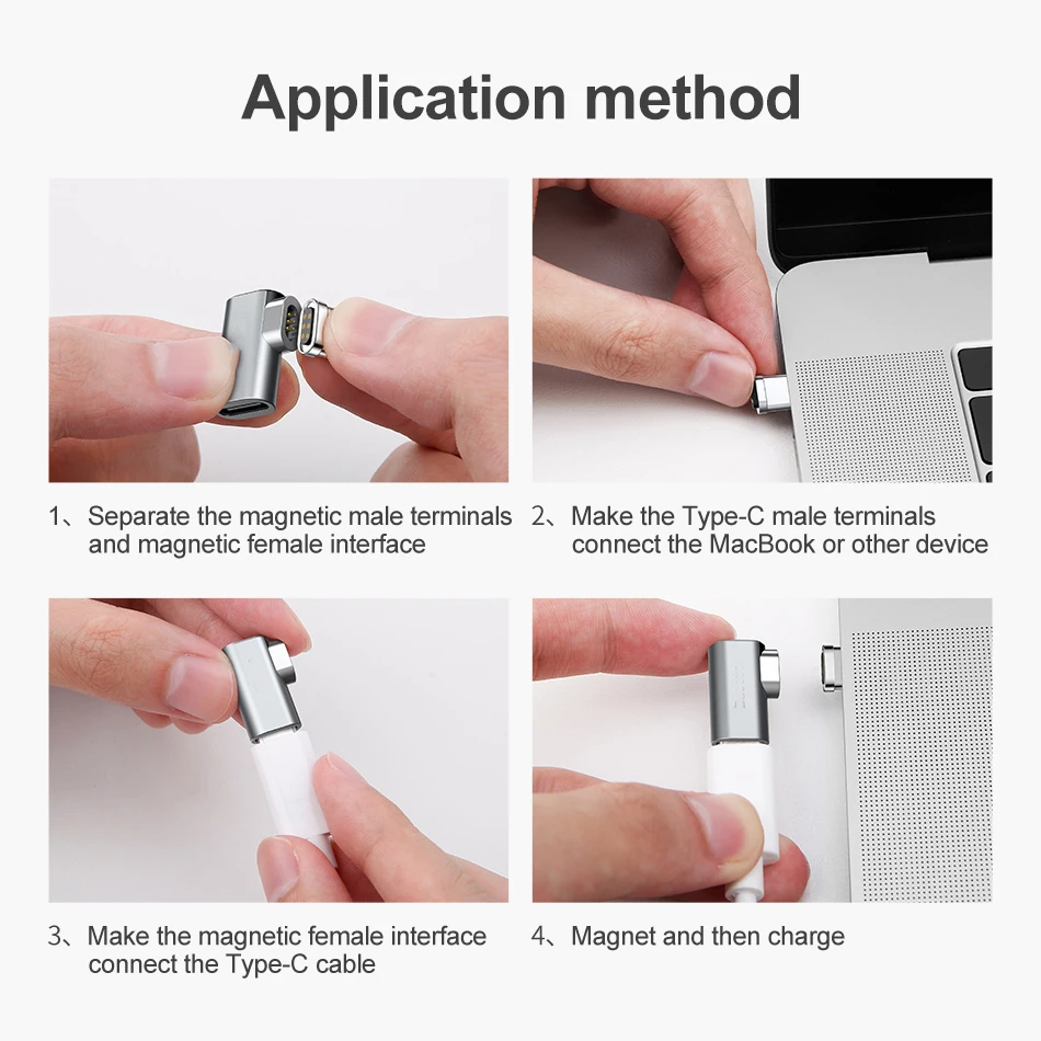 

86W Magnetic Connector 4.3A USB C Adapter Type C Elbow Adapter Converter Fast Charger Cable for Xiaomi Samsung S9 S10 Plus iPad