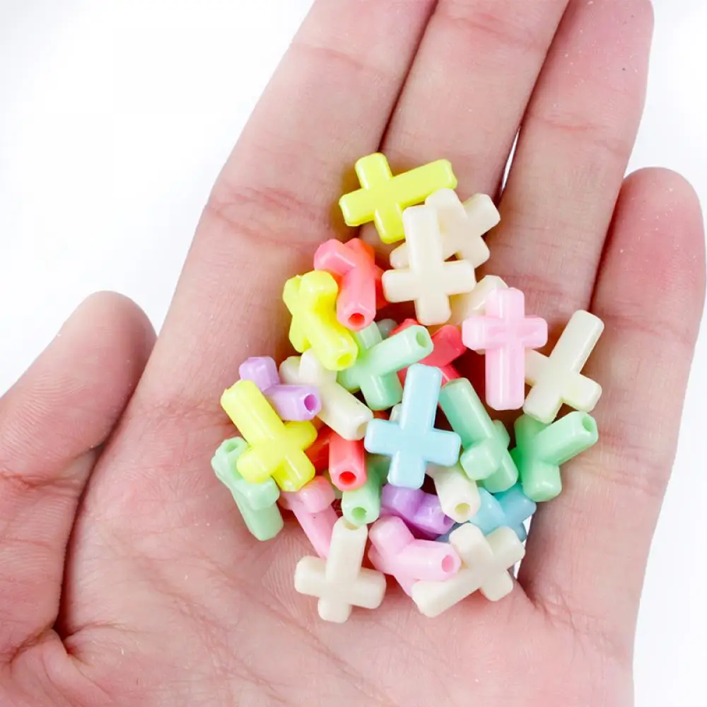 

100Pcs/Pack 15mm Mixed Cross Beads Plastic Acrylic Spacer Beads For Jewelry Making DIY Bracelet Wholesale Items For Business