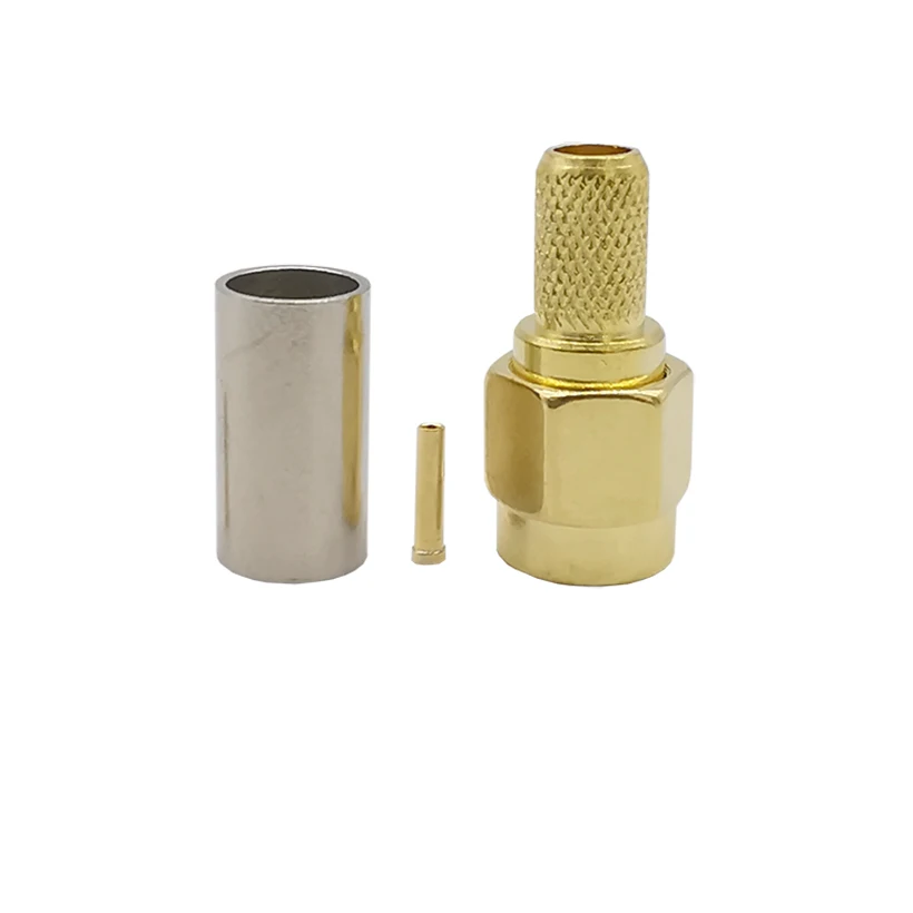 ALLiSHOP 2 шт. RP SMA штекер (внутреннее отверстие) разъем позолоченный обжимной для RG58