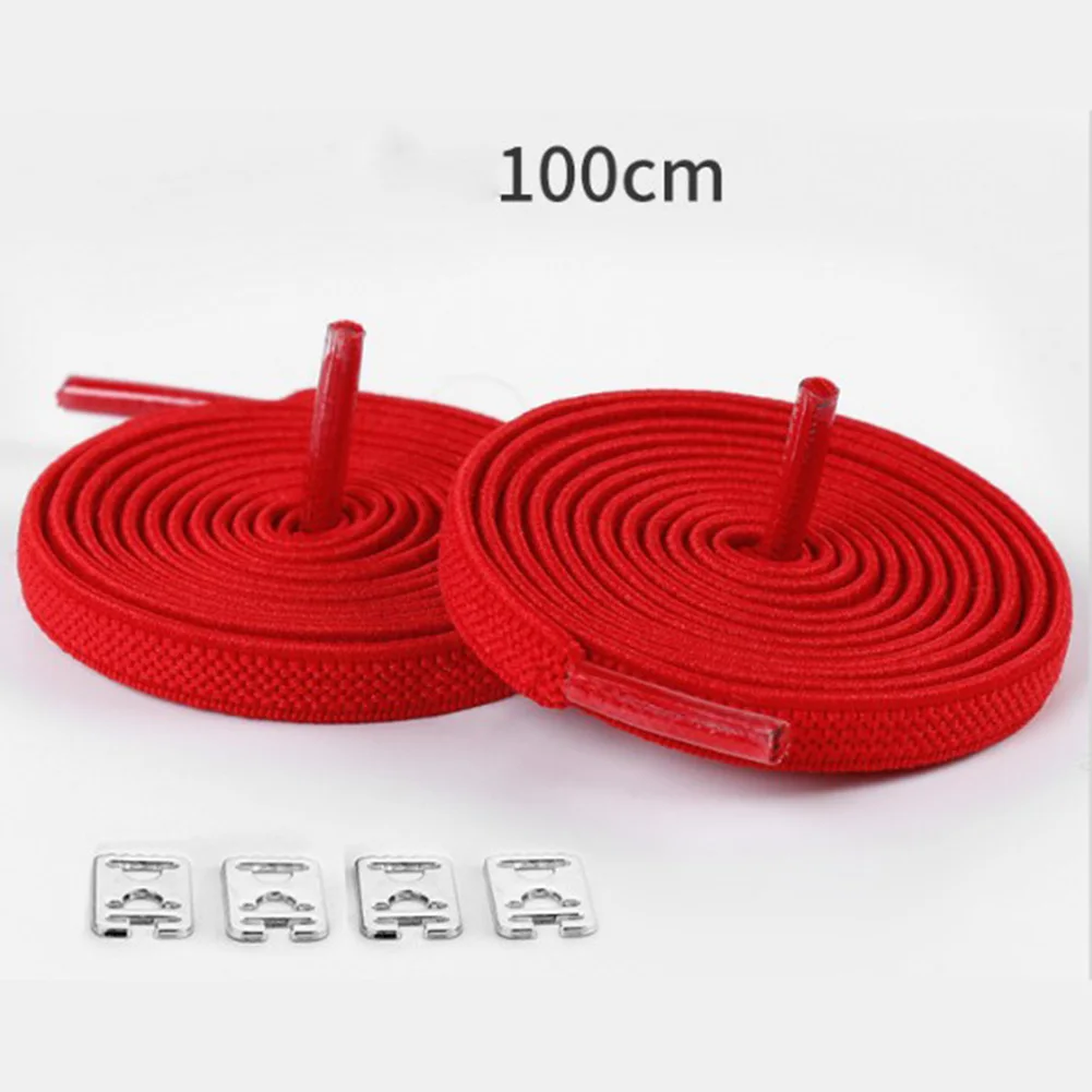 1Pair 100CM No tie Shoelaces Elastic Flat Shoe Laces For Kids and Adult Sneakers Shoelace Quick Lazy Laces Rubber Shoestrings