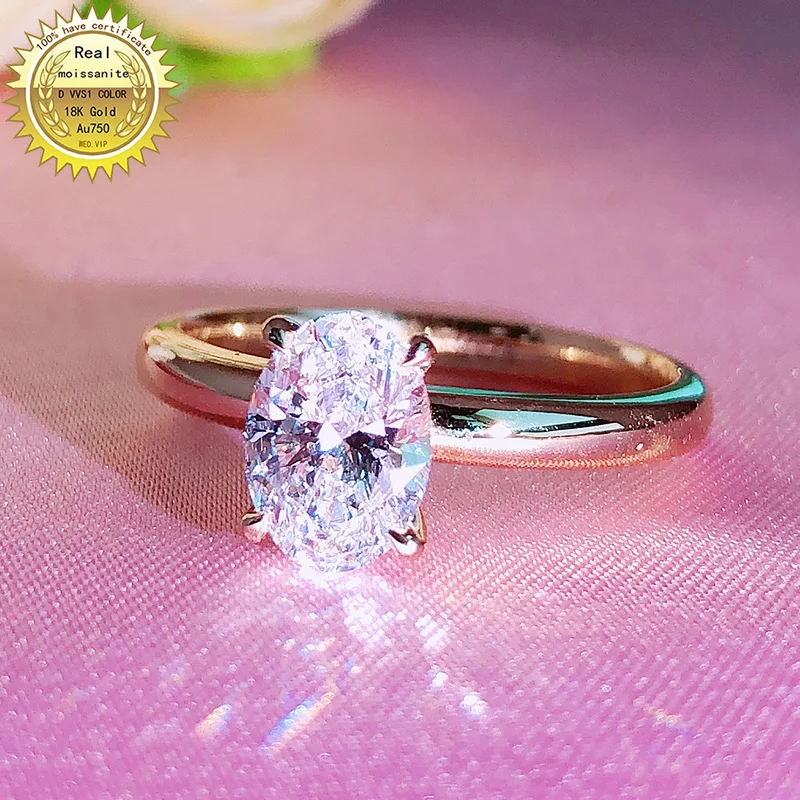 

18K goldr ring 1ct D VVS moissanite ring Engagement&Wedding Jewellery with certificate 0045