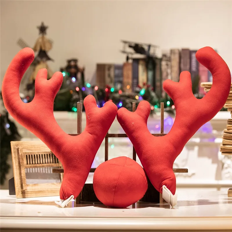 

Cute Christmas car Ornament antlers car Reindeer Headwear Red Nose christmas antlers car antlers christmas decorations