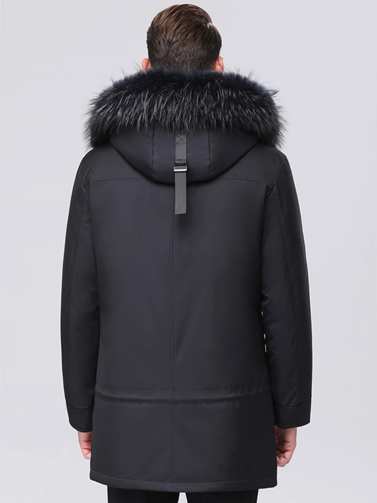 Мужской зимний пуховик с капюшоном VSD Камуфляжная парка из меха енота и гусиных