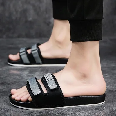

trend slippers outdoor men's summer beach one-word flip-flops men's household Korean version of personalized anti-skid