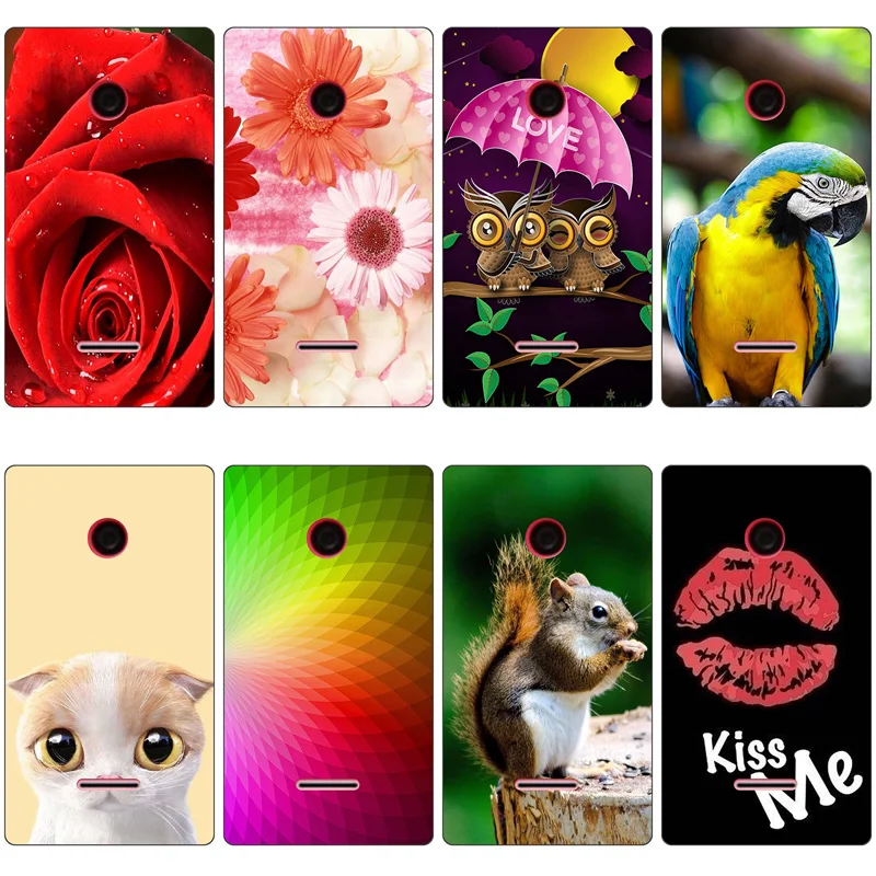 Чехол для Microsoft Lumia 532 с рельефным рисунком кошка сова животное цветок силиконовый
