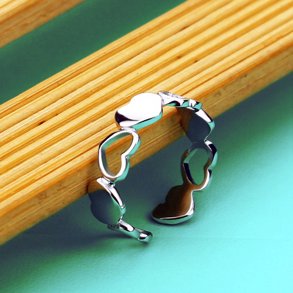 Кольцо из 100% серебра 925 пробы регулируемое кольцо в виде сердца подарочное