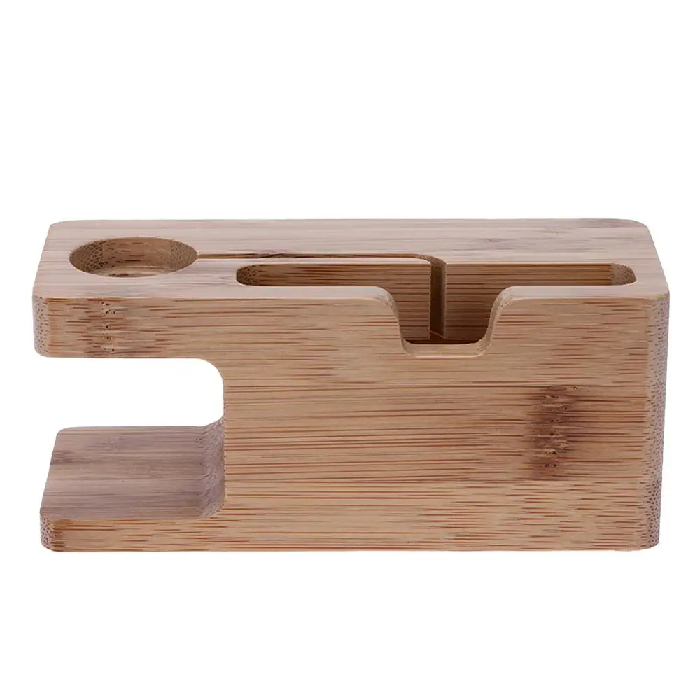2 in 1 Smooth Bamboo Wood Desktop Stand for iPhone Phone Holder Charger Charging Dock Station Base bracket Apple Watch | Мобильные