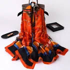 Новинка, летний женский модный длинный шарф KOI LEAPING с принтом цепей, шарфы, головной платок, популярный подарок для зрелой девушки