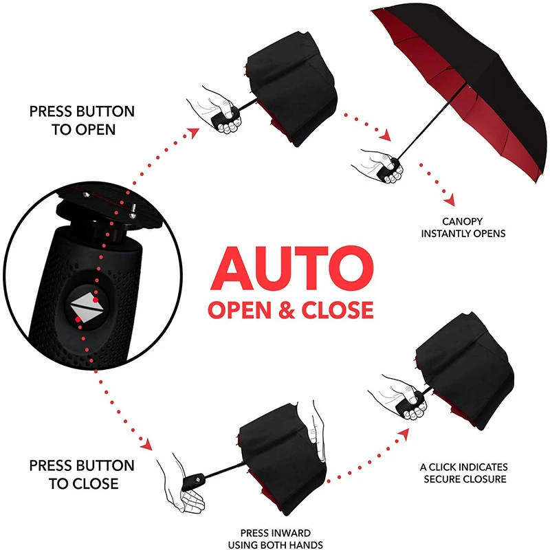 Zhangji 10 Bone женский мужской ветрозащитный автоматический складной зонт