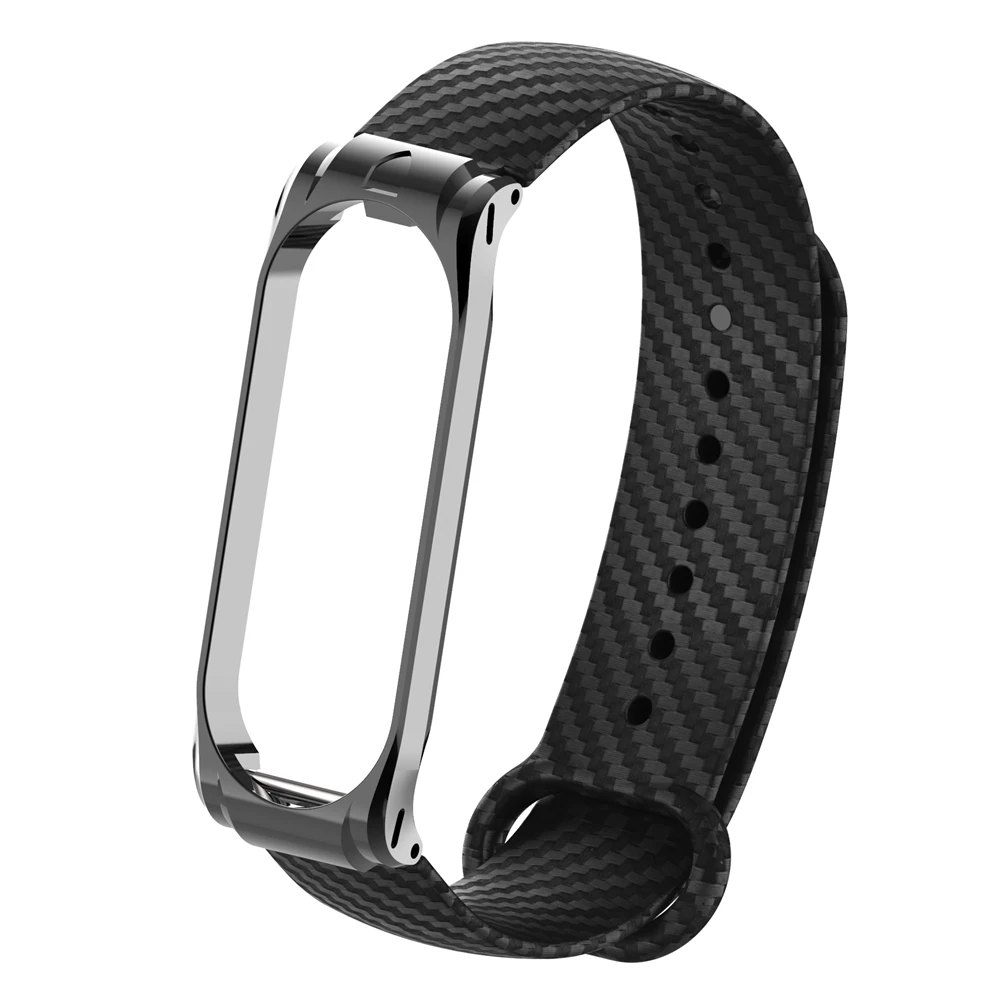 Hangrui mi Band 4 силиконовый чехол из углеродного волокна для Xiaomi mi band 4 ремешок металлический каркас браслет mi band 3 ремешок из нержавеющей стали