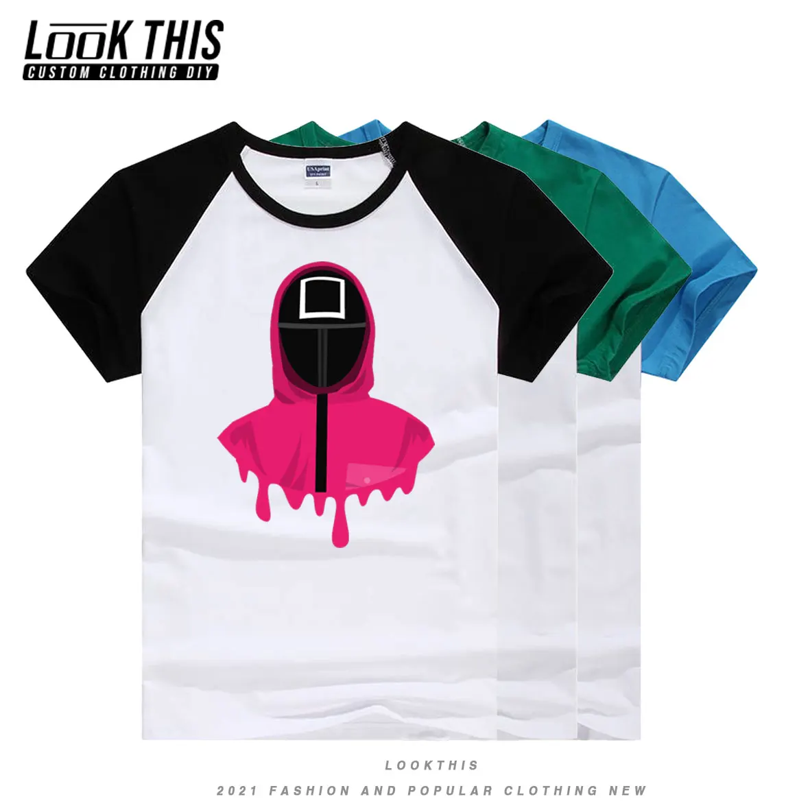 

Футболка мужская оверсайз с коротким рукавом и круглым вырезом, зеленая/белая