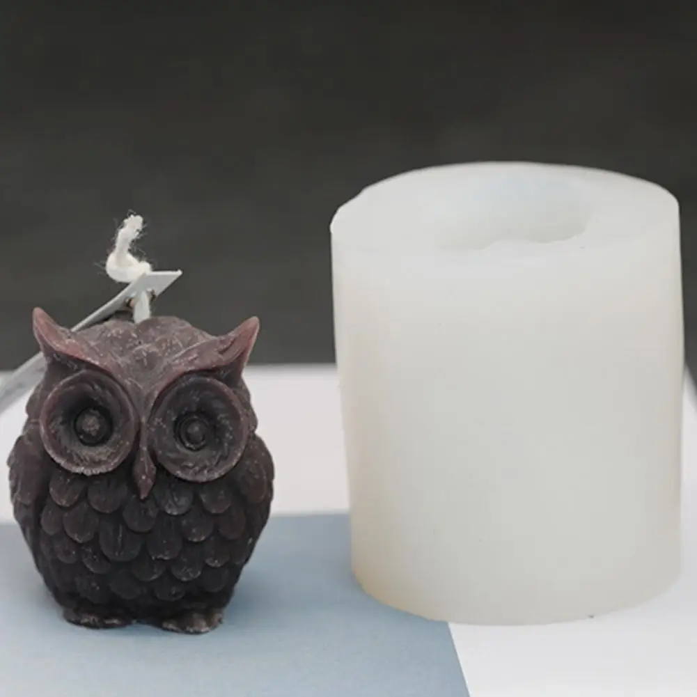 

Flexible Useful 3D Owl Silicone Candle Mold Easy to Clean Owl Mold 3D Effective for Cake Decor