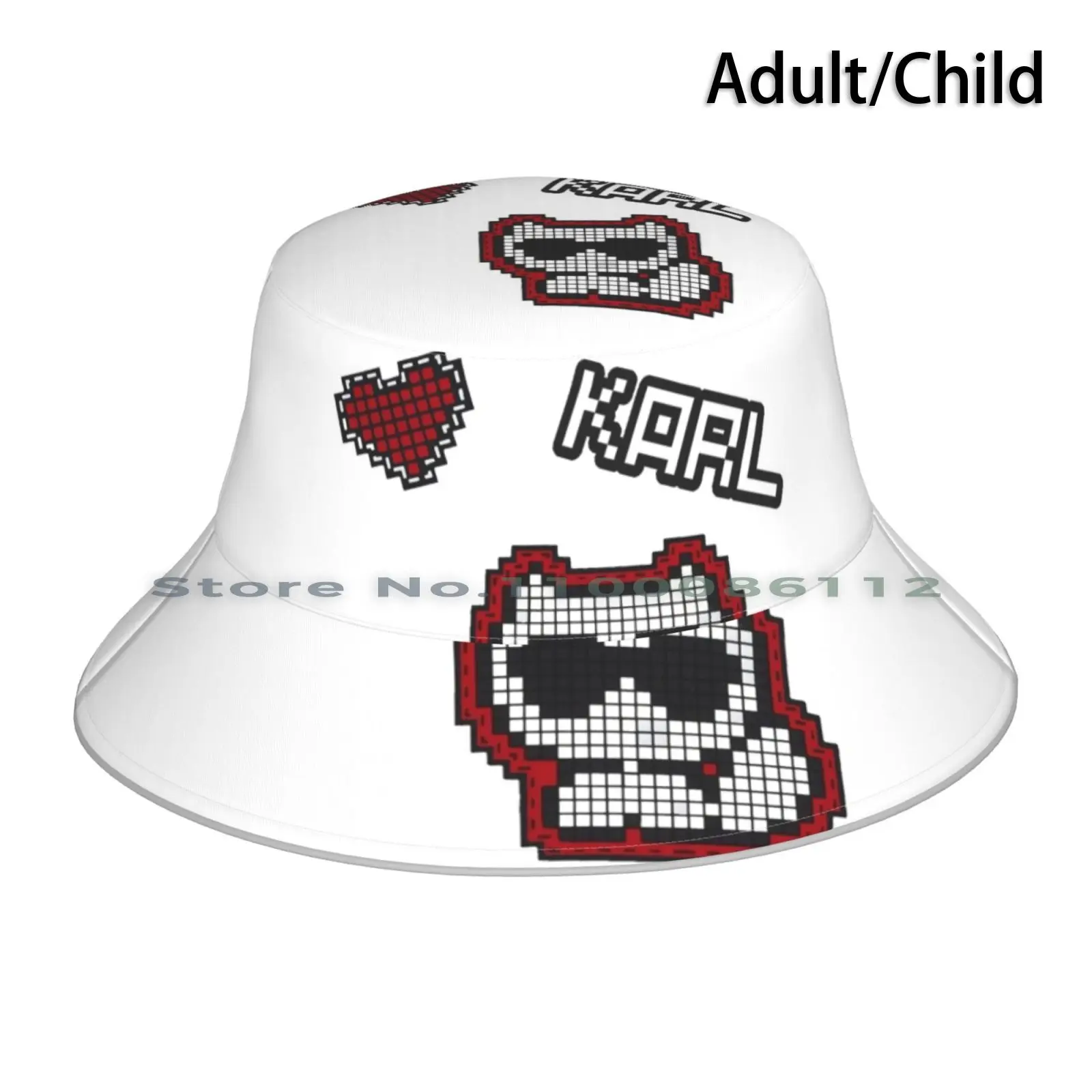 

Pixel Choupette-2020 Edition Bucket Hat Sun Cap Choupette 2020 Pixel Fashion Paris Red Video Game Games Geek Gabrielle Black