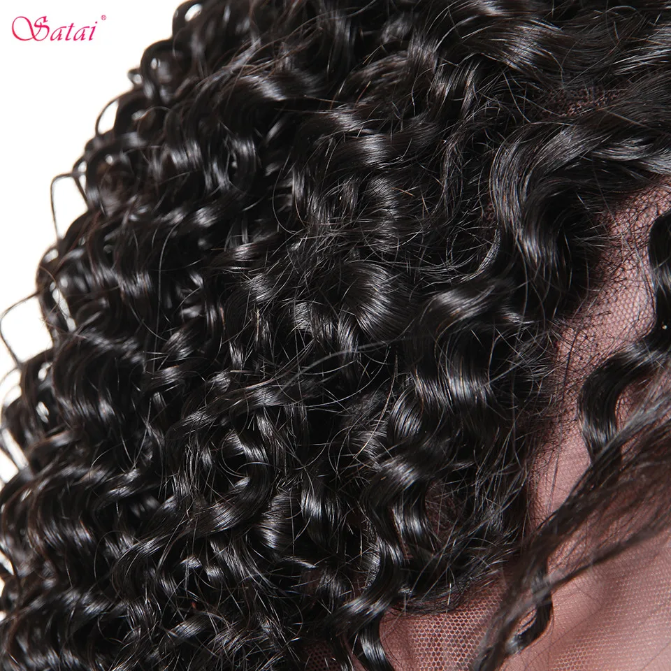 Satai глубокая волна волос фронта шнурка человеческих парики предварительно