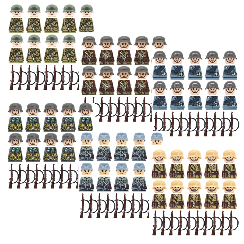 

Конструктор «сделай сам», Вторая мировая война, военные Минифигурки, солдаты восьми стран с оружием и пистолетом, сборные детские игрушки