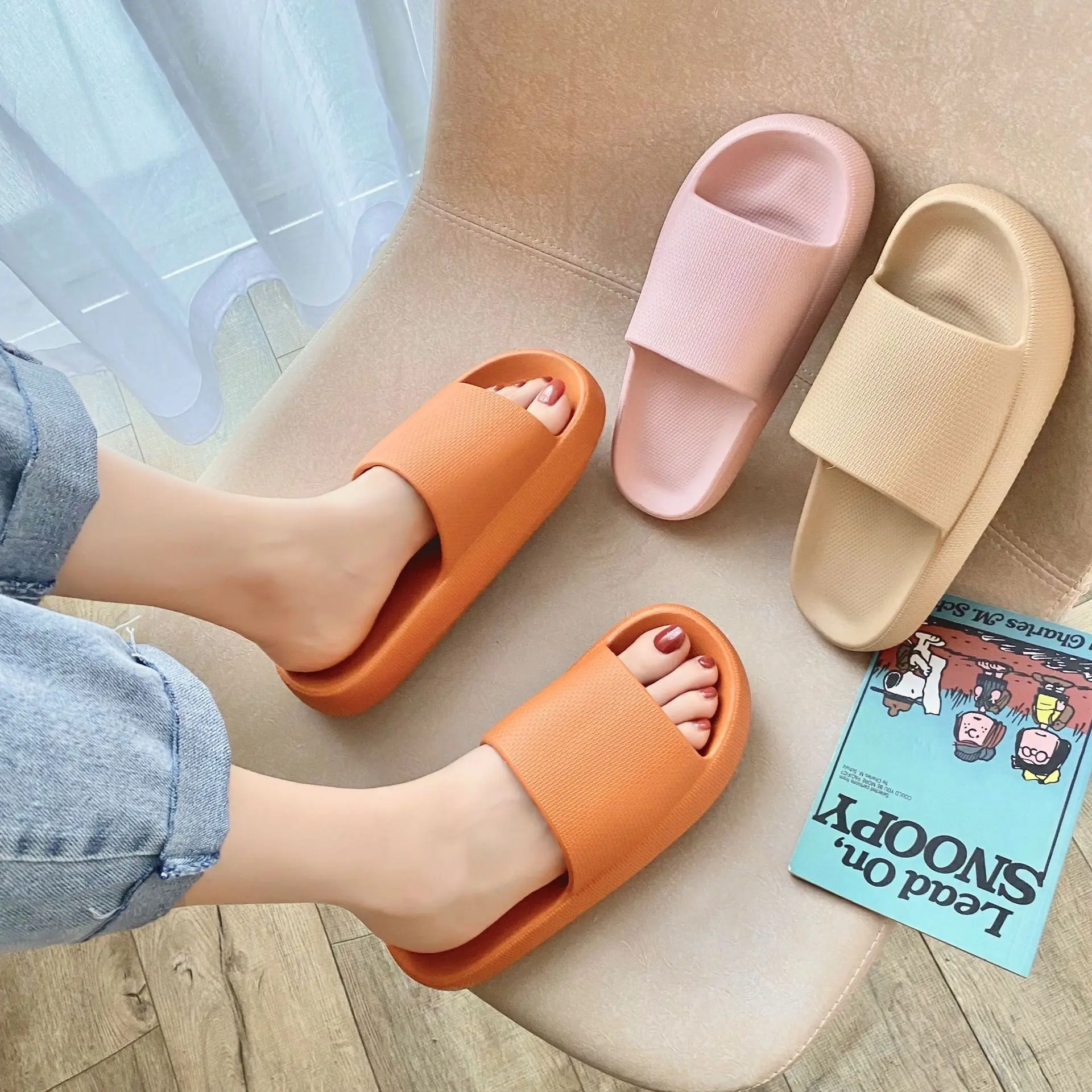 Шлепанцы женские домашние на толстой подошве Эва Нескользящие износостойкие в