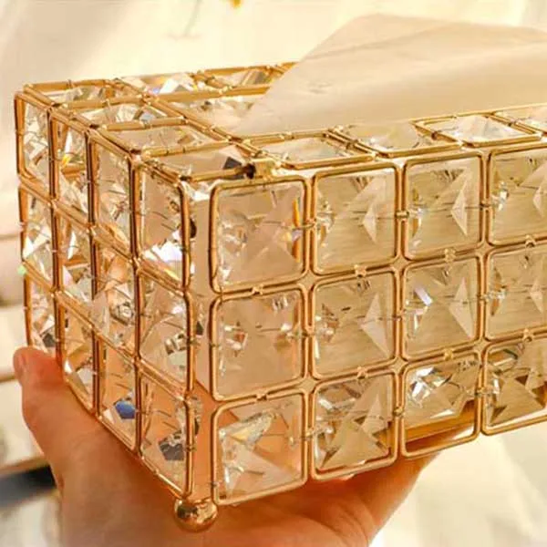

Style Metal Crystal Tissue Box Removable Tissue Tissue Napkin Holder Kitchen Living Room Dining Room Decoration