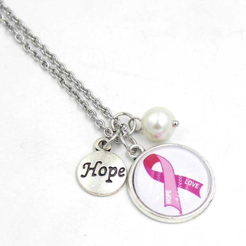 Ожерелье Рак с надписью Hope Pink Ribbon|Ожерелья подвеской| |