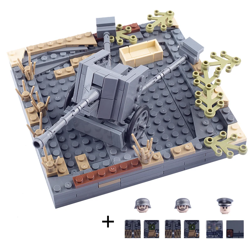 

MOC WW2 Германия фигурки Танк пушка строительные блоки армия солдаты автозапчасти военные строительные блоки детские игрушки