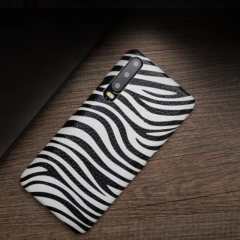 Huawei P20 P30 чехол для телефона полуобернутый матовый Зебра Полосатый кожаный pro