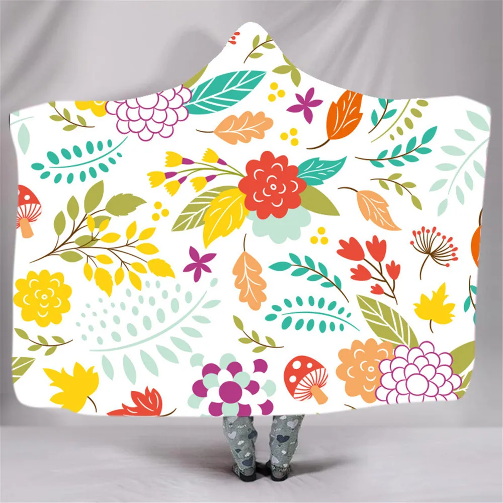 Мягкое одеяло с цветочным принтом розы теплое шерстяное бархатное капюшоном